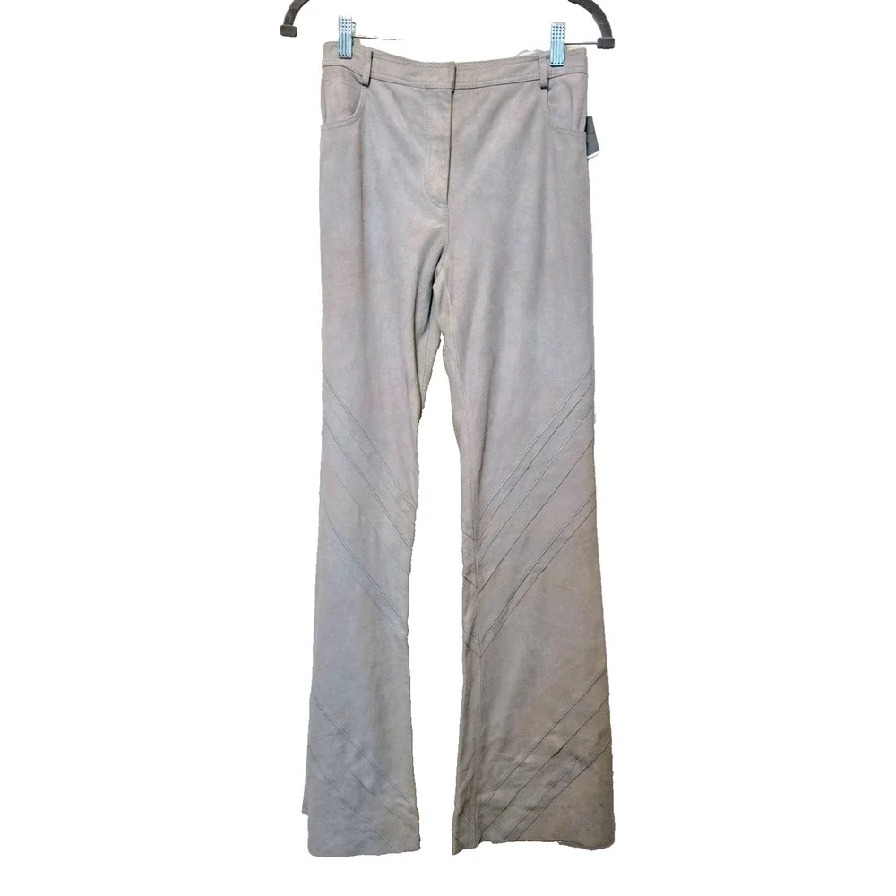 Alberta Ferretti vintage detailed suede leather size 6 pant Y2K NWT - Picture 11 of 14